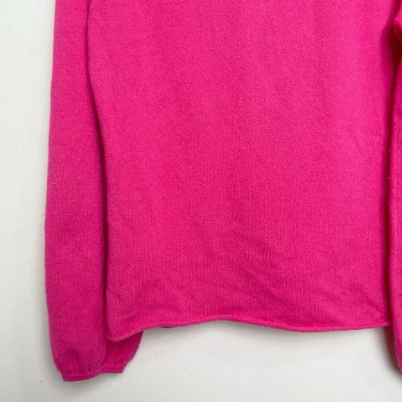 Prive Cashmere Womens Medium Key Hole Ruched Neck Fuchsia Sweater - Picture 8 of 13